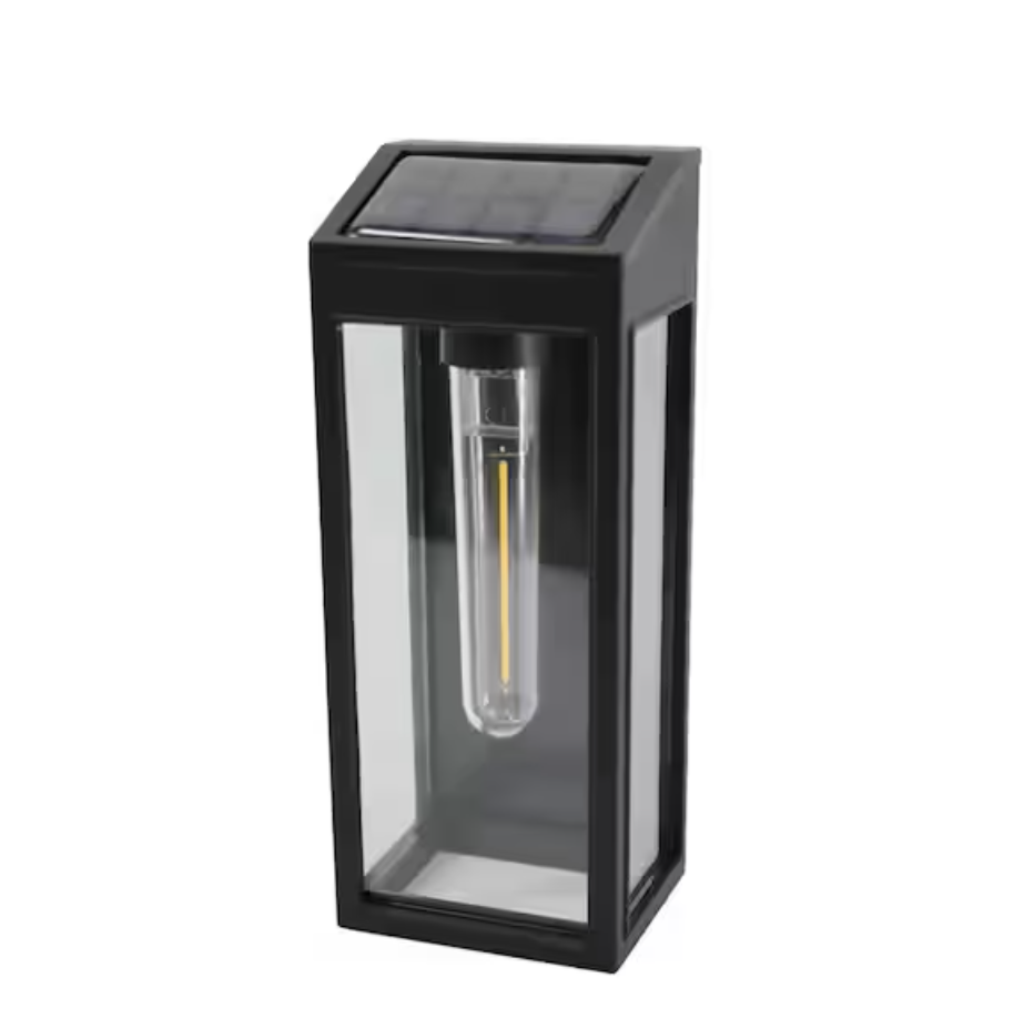 [1008121901] 10 Lumen Black LED Weather Resistant Outdoor Solar Wall Light 