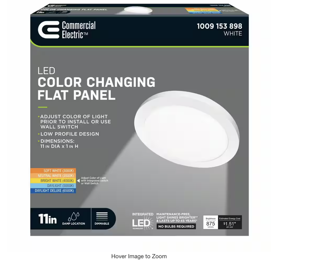 11 in. 12.5-Watt Dimmable White Integrated LED 875 Lumens Round 