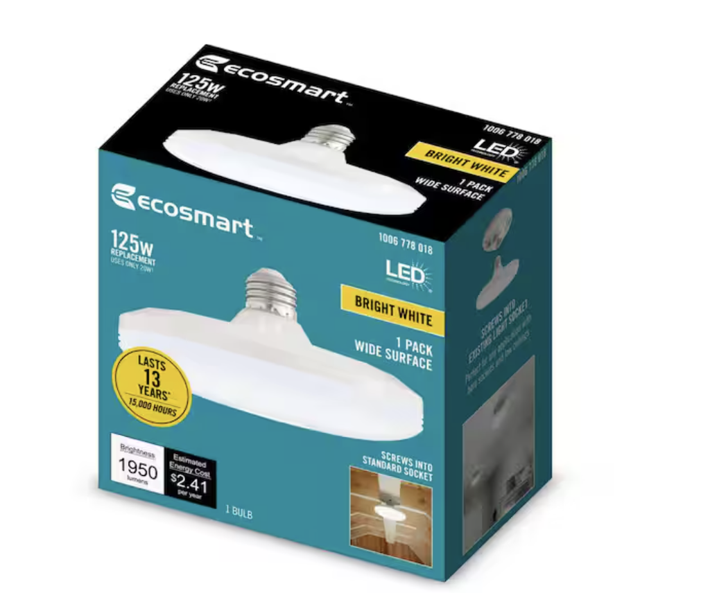 [1006778018] 125-Watt Equivalent Wide Surface Non-Dimmable LED Light Bulb Bright White (1-Pac