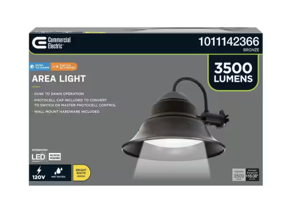 3500 Lumen Integrated LED Bronze Dusk to Dawn Area Floodlight, 4