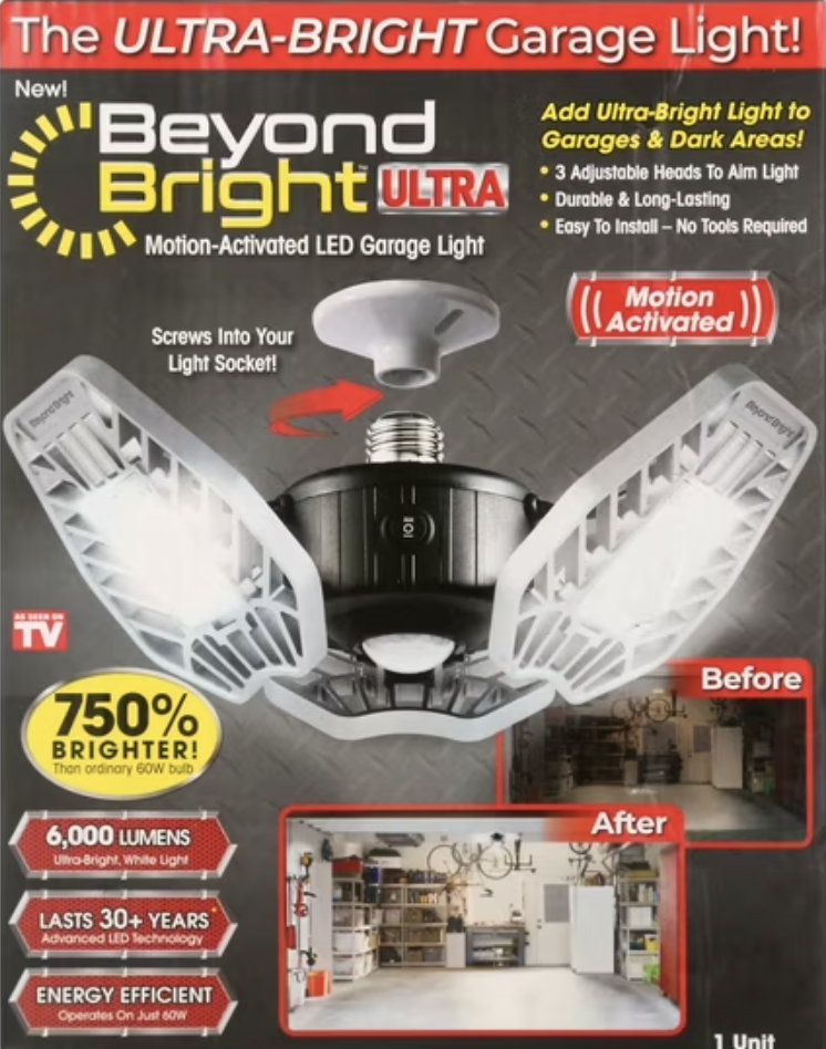 Beyond Bright Garage Light Ultra Bright LED, Motion Activated, B
