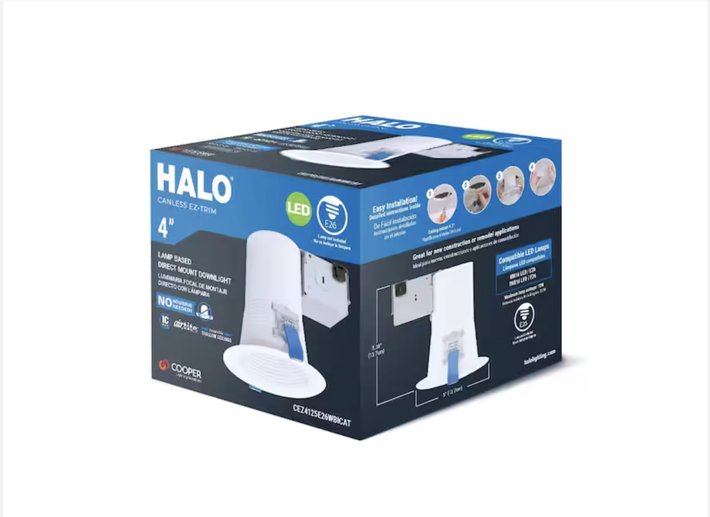 HALO CEZ 4 in. White Recessed Light Canless EZ-Trim, Lamp-Based 
