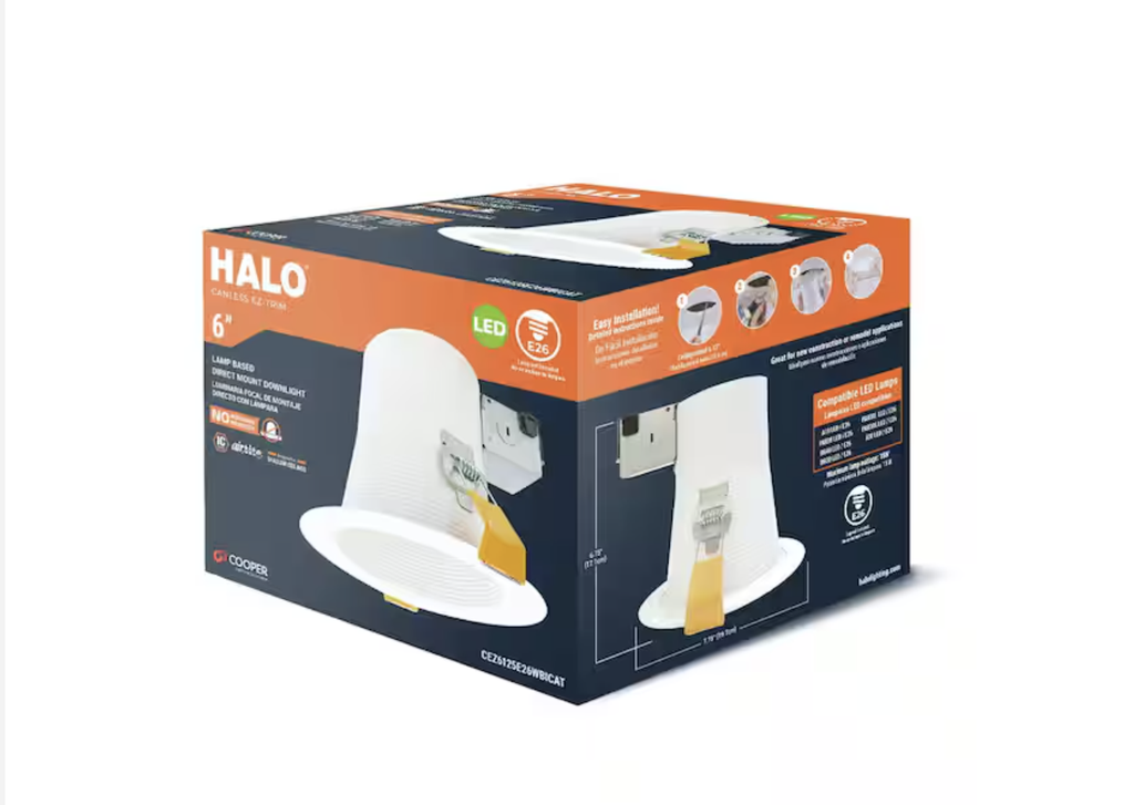 HALO CEZ 6 in. White Recessed Light Canless EZ-Trim E26 Lamp-Bas