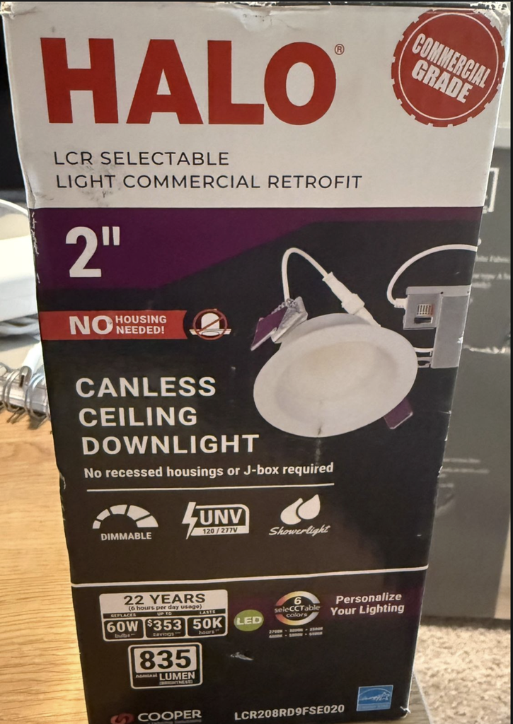 HALO LCR208RD9FSE020 2-Inch Canless Ceiling LED Downlight Light 