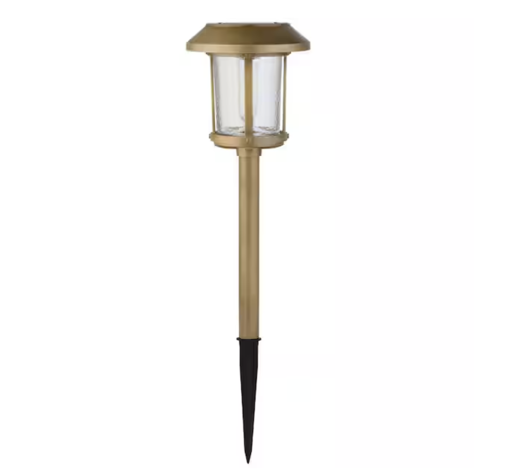 Hawthorne 14-Lumens Aged Gold Solar LED Ice Glass Lens and Vinta